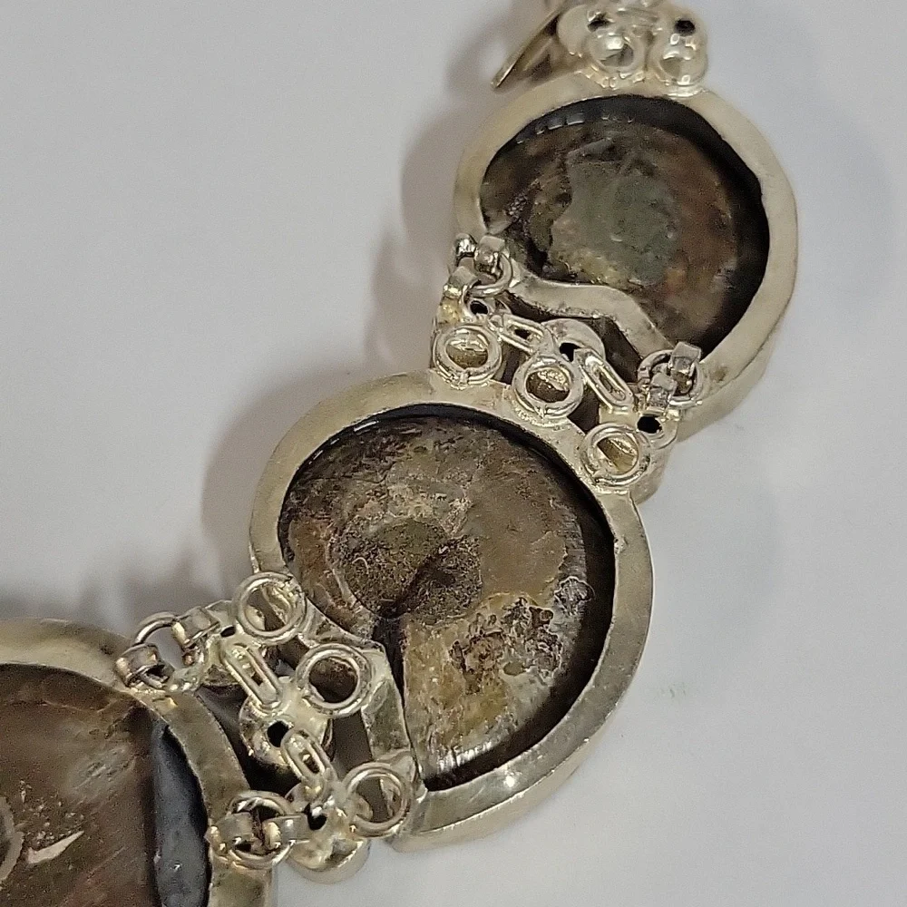 Chunky Boho Hippie Ammonite Fossil Shell Necklace with Citrine Accents - Picture 10 of 17